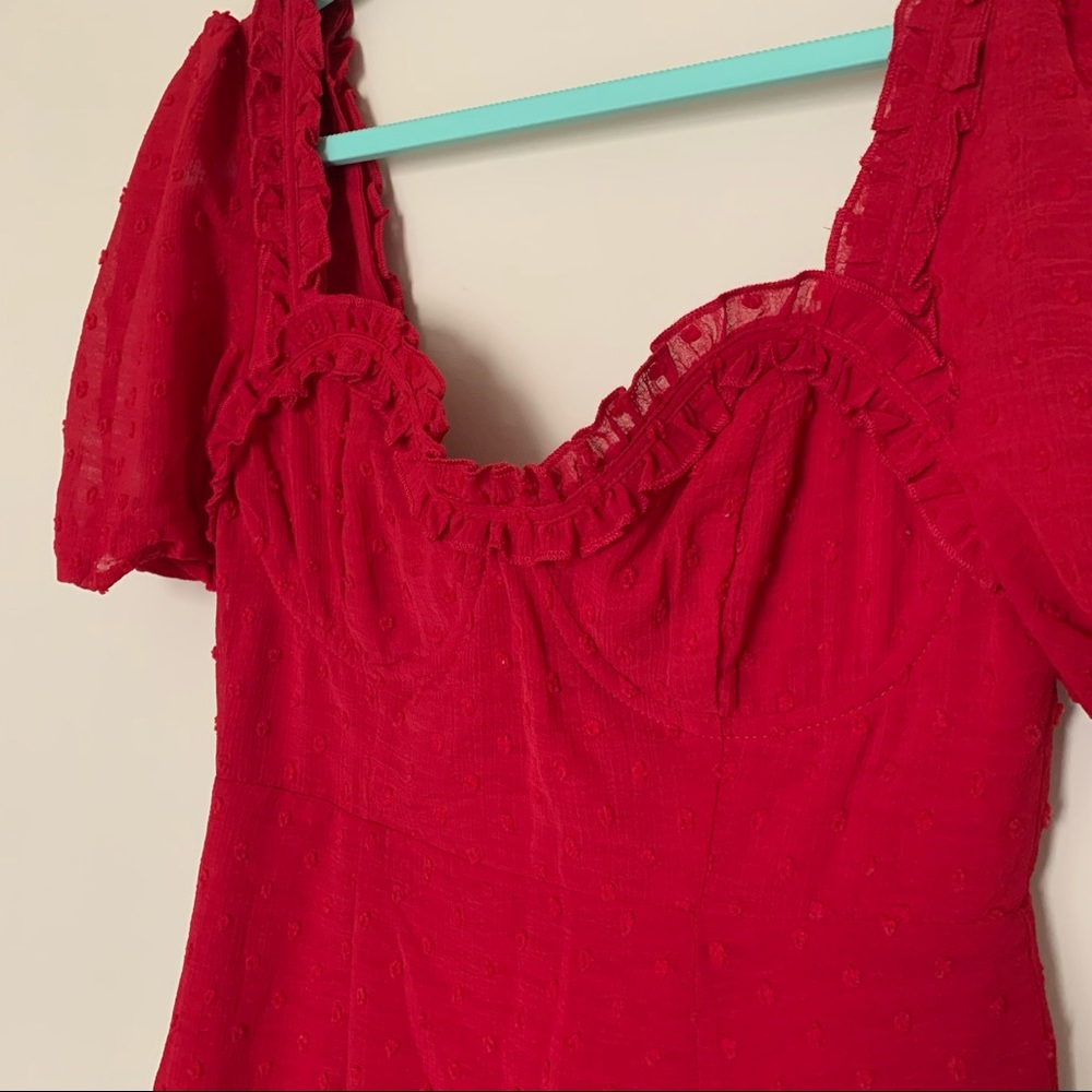 Red cocktail dress.